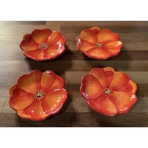 Gates Ware Flower Shaped Ceramic Plates Designed in California Poppies 5.5”